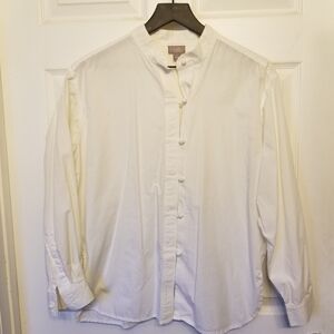 J. Jill White Band Collar Button-Front Shirt